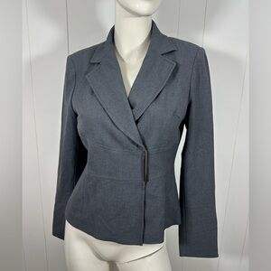 Calvin Klein Women's Size 8 Cardigan Blazer Snap Button Office Gray Long Sleeve
